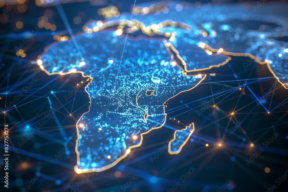 Digital Map of Africa Network Connection created with Generative AI Digital Map of Africa Network Connection created with Generative AI