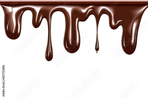 melted chocolate effect isolated on transparent background ,chocolate melts down ,generative ai