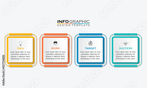 infographic design with 4 options or steps. Infographics for business concept. Can be used for presentations workflow layout, banner, process, diagram, flow chart, info graph, annual report.