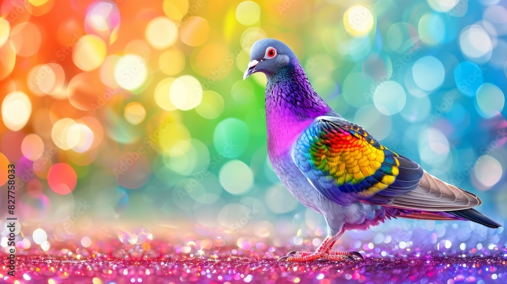 A tight shot of a vibrant bird perched on a reflective surface, surrounded by out-of-focus lights in the backdrop, and a fuzzy tree in the foreground A tight shot of a vibrant bird perched on a reflective surface, surrounded by out-of-focus lights in the backdrop, and a fuzzy tree in the foreground