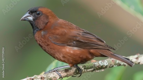  A bird in focus on a branch against a softly blurred background A tiny bird sits atop the branch