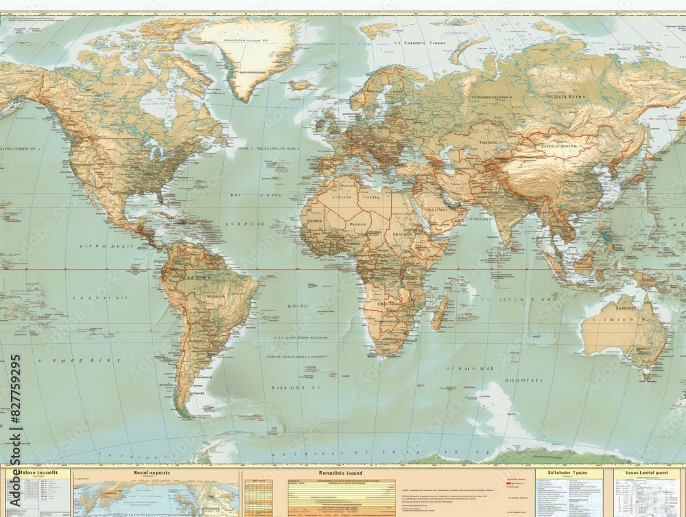 A world map with the continents of Africa and Asia shown in detail. The map is titled