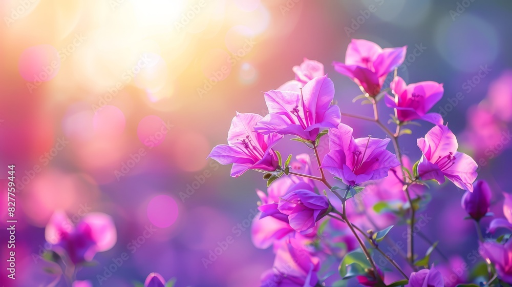A close-up of blooming flowers with a bright beacon of light in the backdrop, and a soft, blurred glow of light at their heart A close-up of blooming flowers with a bright beacon of light in the backdrop, and a soft, blurred glow of light at their heart