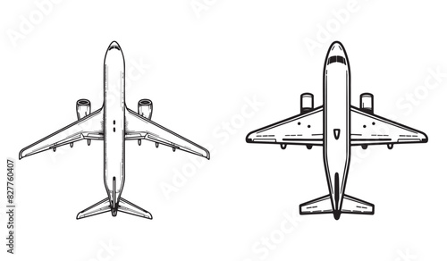 Simple flat airplane icons set, vector illustrations on white background