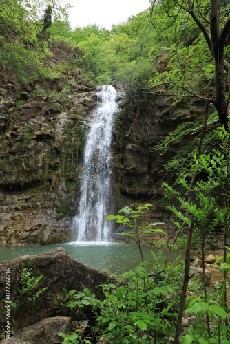 Cascade des Mathieux, a waterfall on the La Blanque river near the town of Bugarach in Aude department, southern France