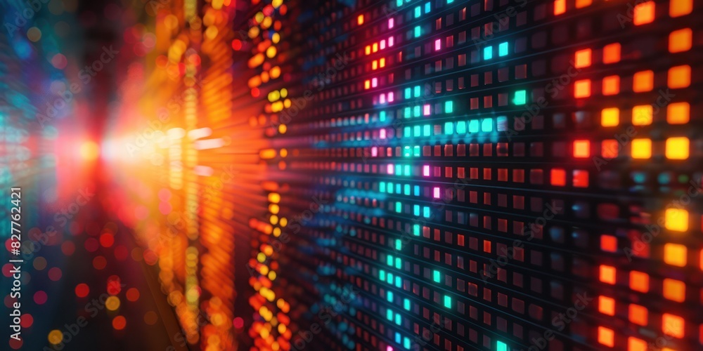 Abstract digital data visualization with vibrant colored dots on a dark background, representing technology and big data concepts. Abstract digital data visualization with vibrant colored dots on a dark background, representing technology and big data concepts.