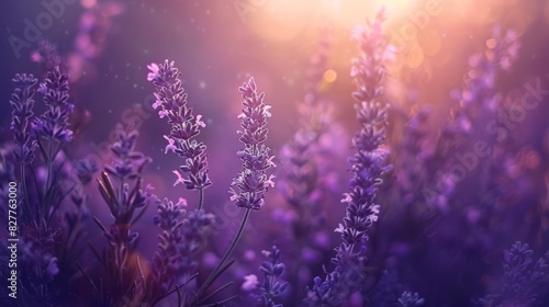 unclear lavender blooms in foreground © Jevjenijs