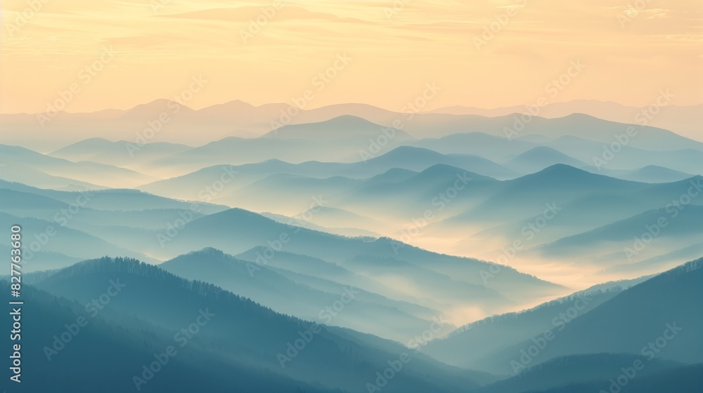 Majestic Mountain Ridges Embraced by Morning Mist