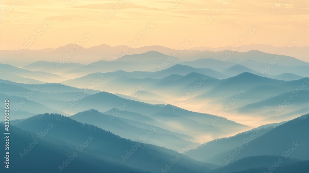 Majestic Mountain Ridges Embraced by Morning Mist Majestic Mountain Ridges Embraced by Morning Mist