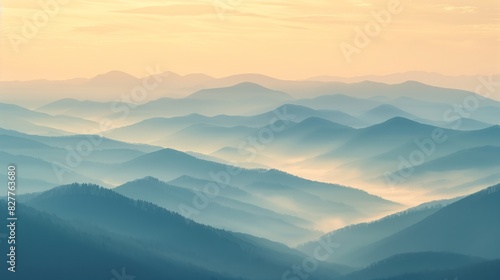 Majestic Mountain Ridges Embraced by Morning Mist photo