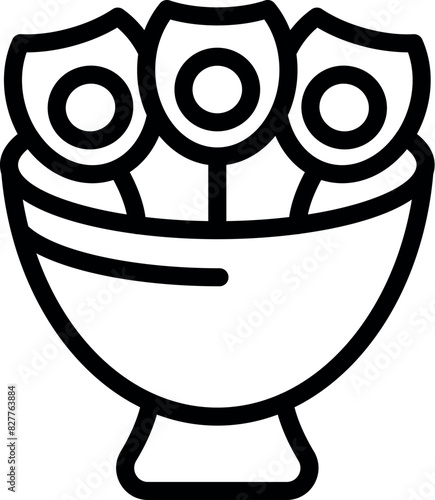 Simplistic line drawing of a flower bouquet in a vase for use in various designs