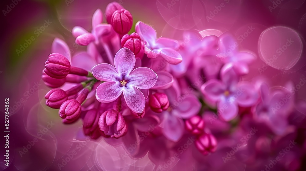 A tight shot of a cluster of pink blooms against a pastel backdrop of pink and purple Bokeh highlights emerge from the center of each flower, framed by soft focus, A tight shot of a cluster of pink blooms against a pastel backdrop of pink and purple Bokeh highlights emerge from the center of each flower, framed by soft focus,