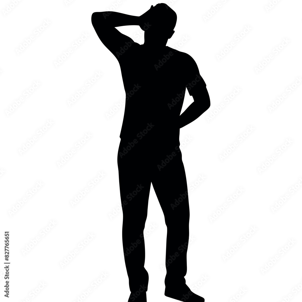 A man Thinking with feel tension vector silhouette