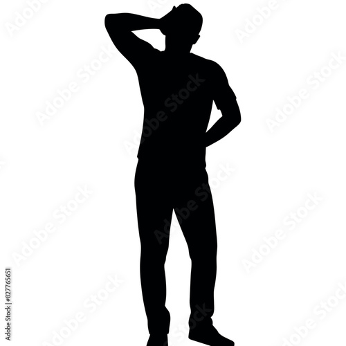 A man Thinking with feel tension vector silhouette