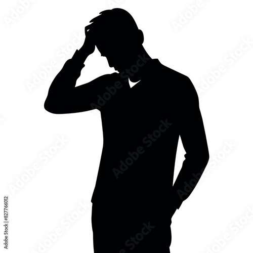 A man Thinking with feel tension vector silhouette