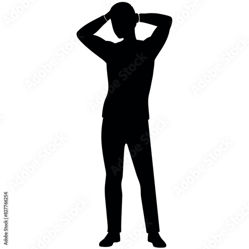 A man Thinking with feel tension vector silhouette