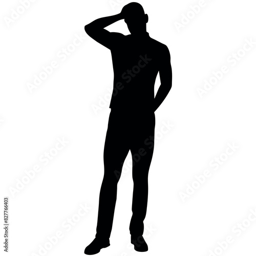 A man Thinking with feel tension vector silhouette