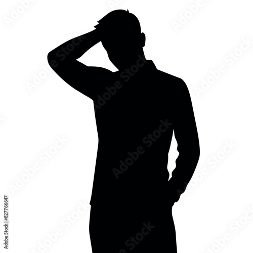 A man Thinking with feel tension vector silhouette