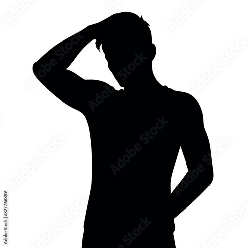 A man Thinking with feel tension vector silhouette