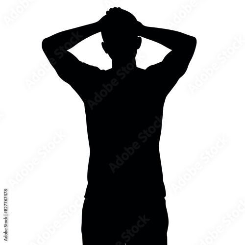 A man Thinking with feel tension vector silhouette