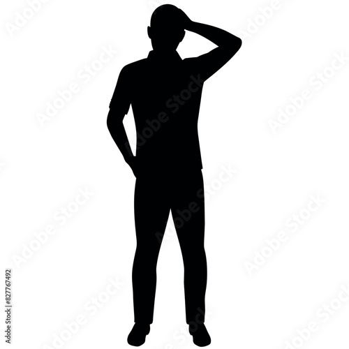 A man Thinking with feel tension vector silhouette