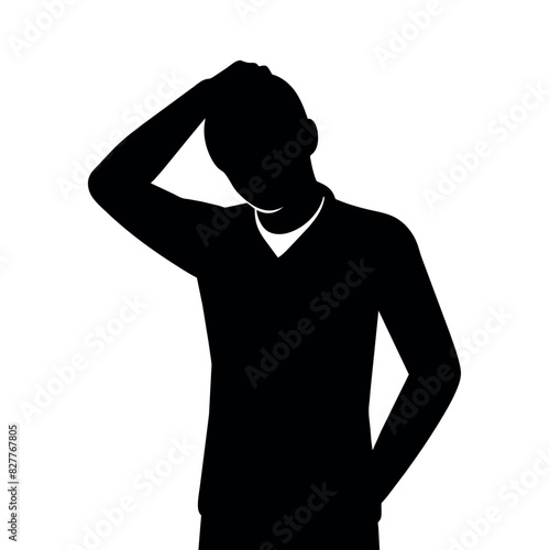 A man Thinking with feel tension vector silhouette