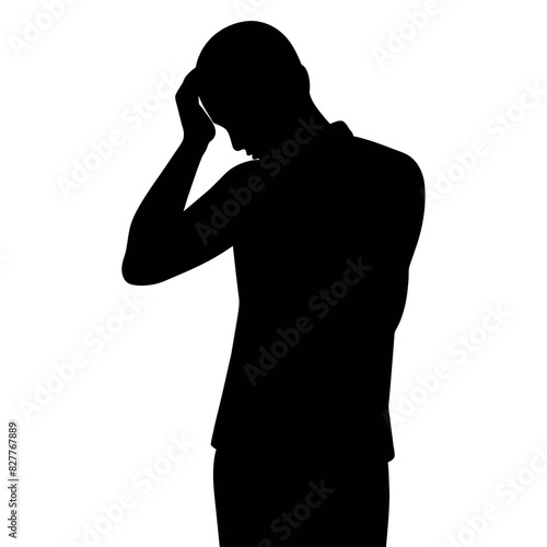 A man Thinking with feel tension vector silhouette