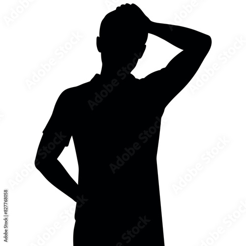 A man Thinking with feel tension vector silhouette