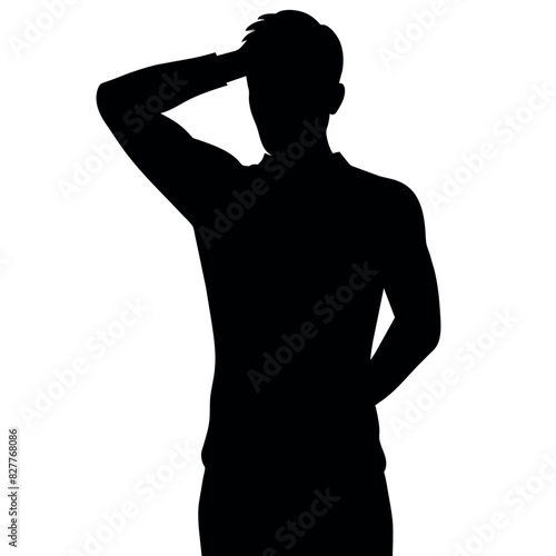 A man Thinking with feel tension vector silhouette