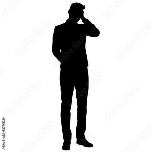 A man Thinking with feel tension vector silhouette