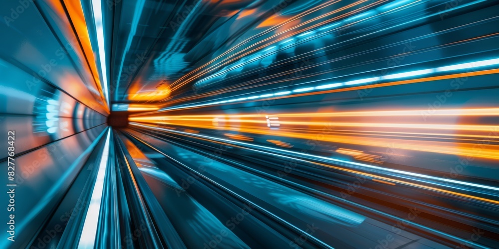 3d render of futuristic tunnel with blue and orange lights 3d render of futuristic tunnel with blue and orange lights