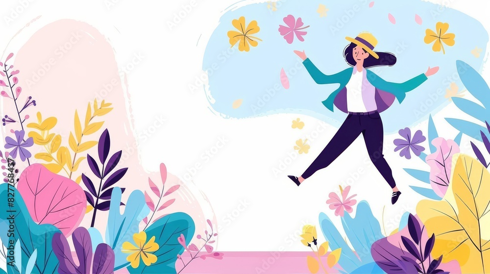 Illustrate a whimsical leprechaun dancing amid a whimsical St Patricks Day parade, exuding joy and celebration with abundant copy space for text Illustrate a whimsical leprechaun dancing amid a whimsical St Patricks Day parade, exuding joy and celebration with abundant copy space for text