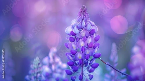  A tight shot of a purple flower against a backdrop of softly blurred lights Foreground features a lightly out-of-focus bloom, accompanied by an equally indistinct background