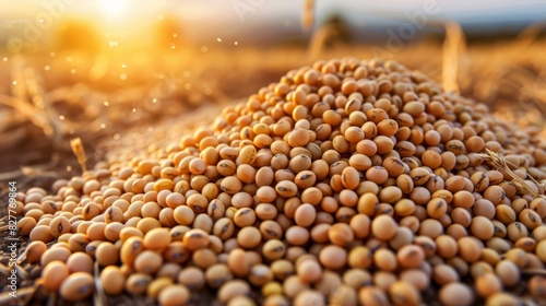  A field backdrop harbors a mound of chickpeas; sunlight bathes the scene from behind, framing an individual centrally positioned within the photograph