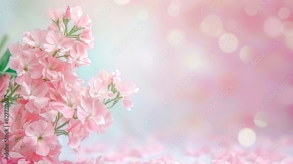  A pink table is covered in peonies, upon which sits a vase filled with pink flowers Another pink vase, holding pink peonies, rests atop the blooms