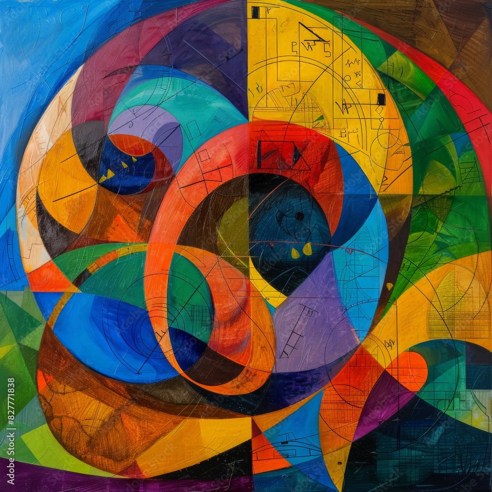 Fototapeta premium Vivid abstract art with mathematical elements.