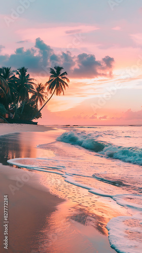 Vanilla sky sunset on the tropical beach