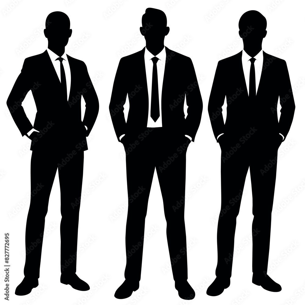 Business man standing with VIP pose vector silhouette Business man standing with VIP pose vector silhouette