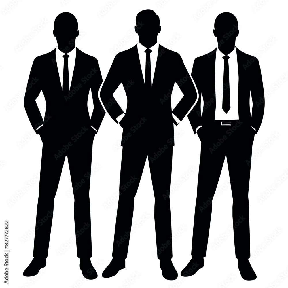 Business man standing with VIP pose vector silhouette Business man standing with VIP pose vector silhouette