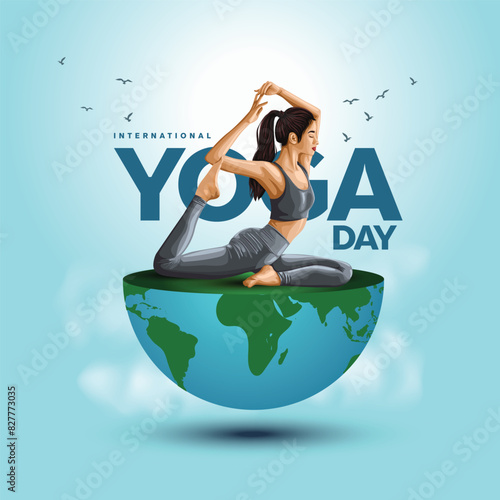 international yoga day. yoga body posture. Woman practicing yoga. vector illustration design