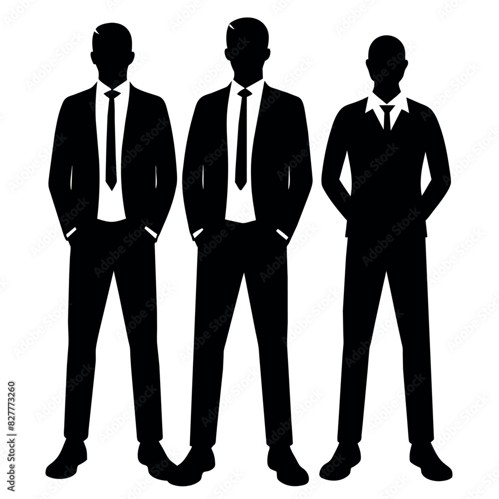 Business man standing with VIP pose vector silhouette Business man standing with VIP pose vector silhouette