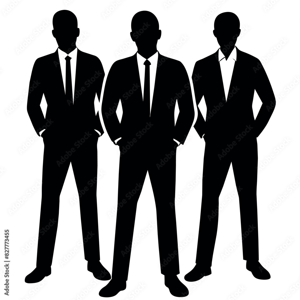Business man standing with VIP pose vector silhouette Business man standing with VIP pose vector silhouette