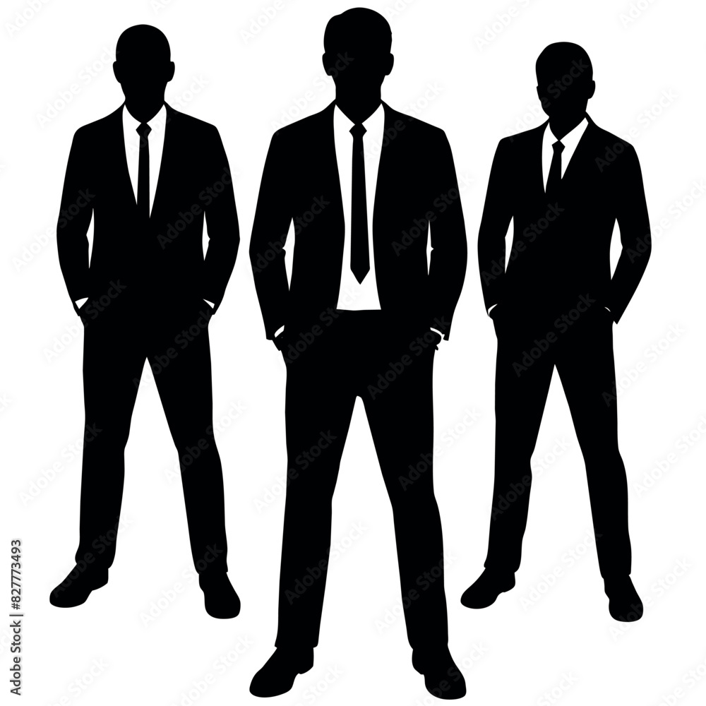 Business man standing with VIP pose vector silhouette Business man standing with VIP pose vector silhouette