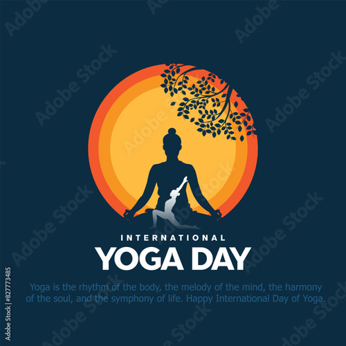 international yoga day. yoga body posture. Woman practicing yoga. vector illustration design