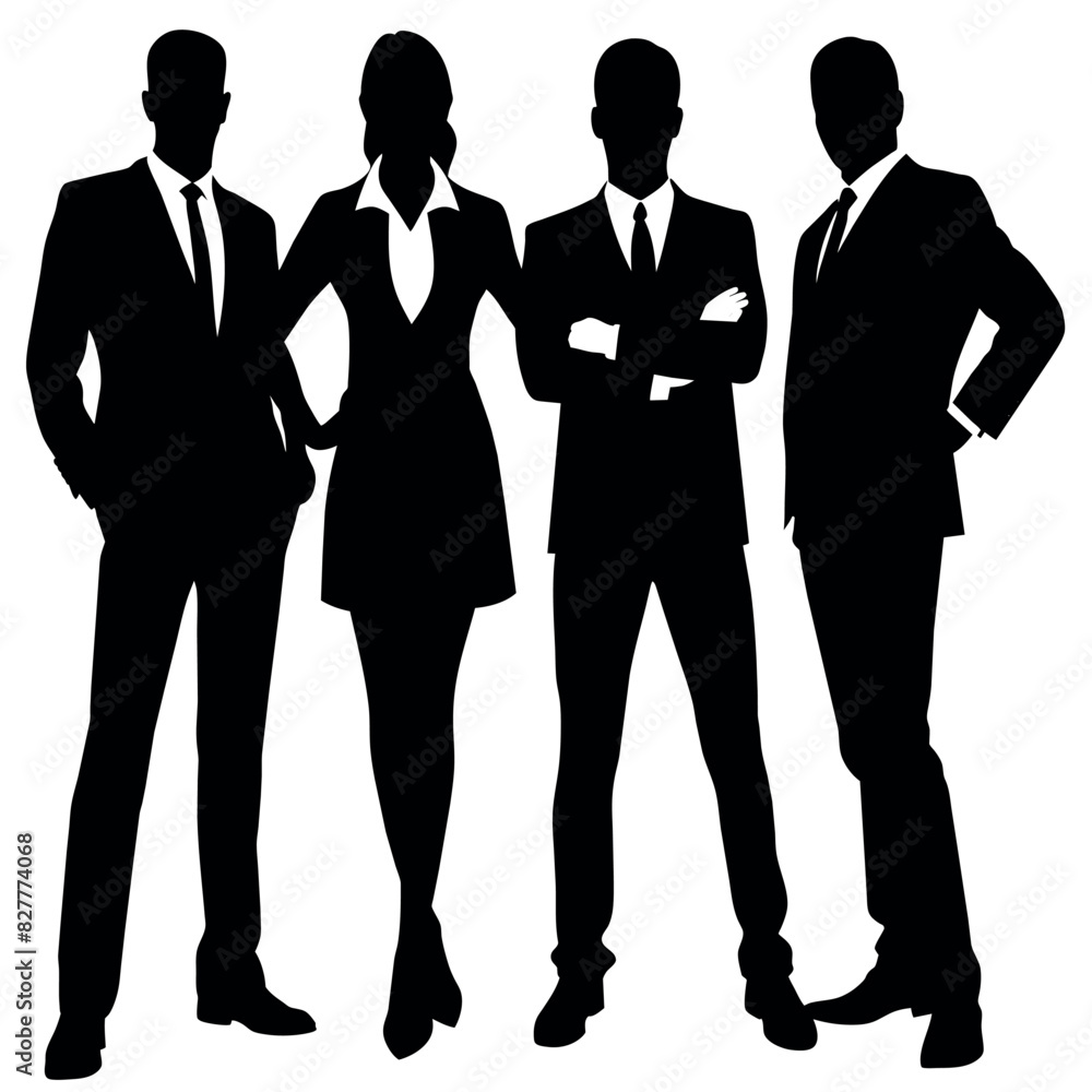 Business man standing with VIP pose vector silhouette Business man standing with VIP pose vector silhouette