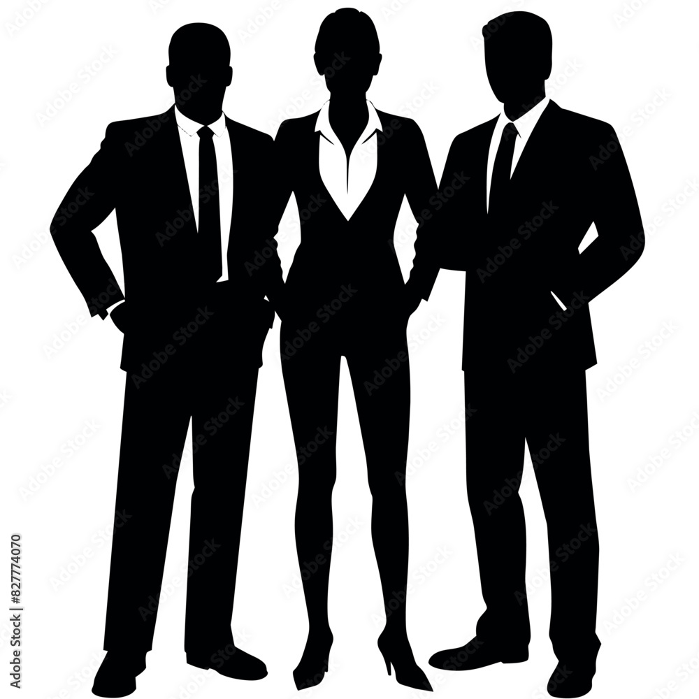 Business man standing with VIP pose vector silhouette Business man standing with VIP pose vector silhouette