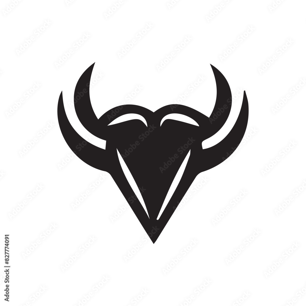 Vector Black outline bull head logo icon