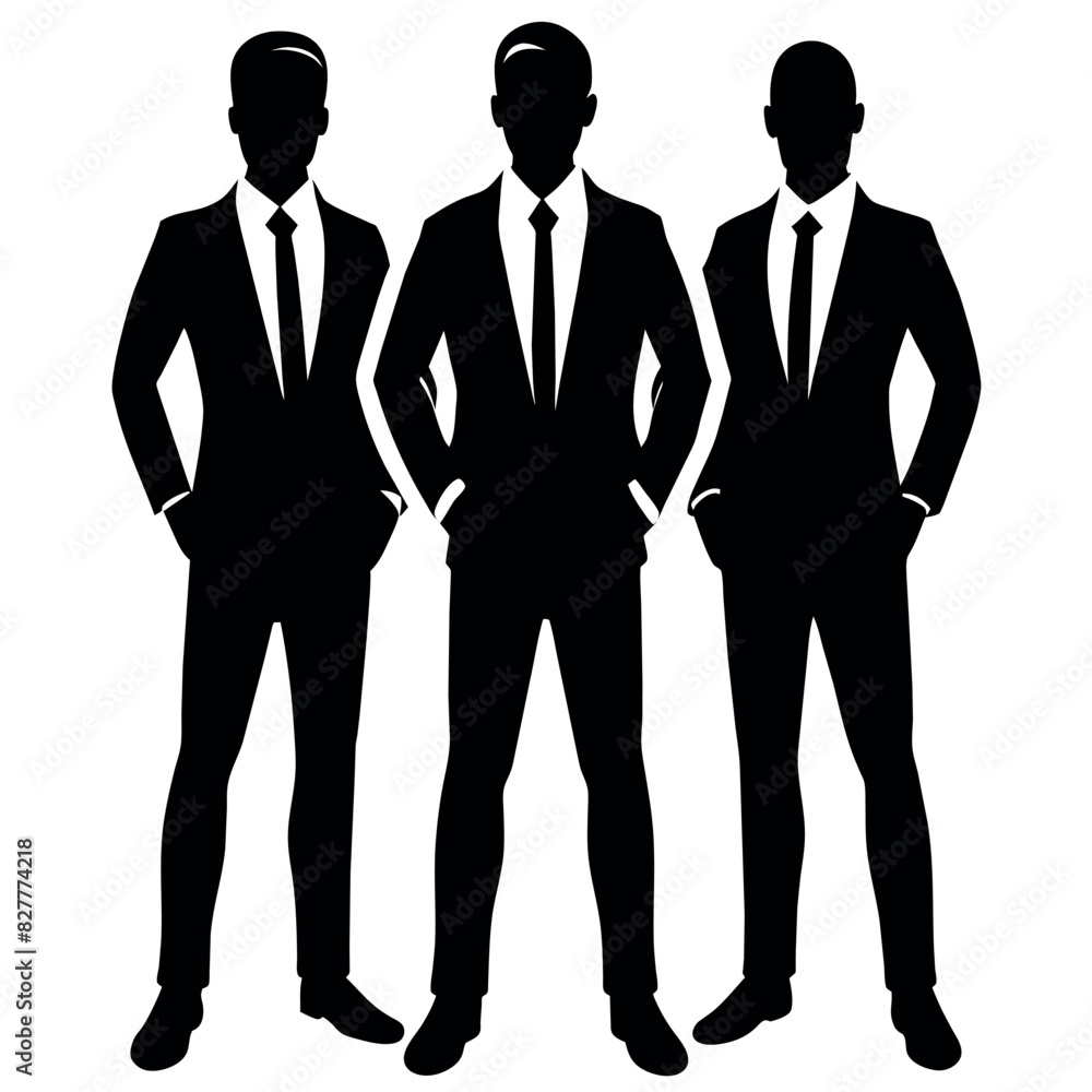 Business man standing with VIP pose vector silhouette Business man standing with VIP pose vector silhouette