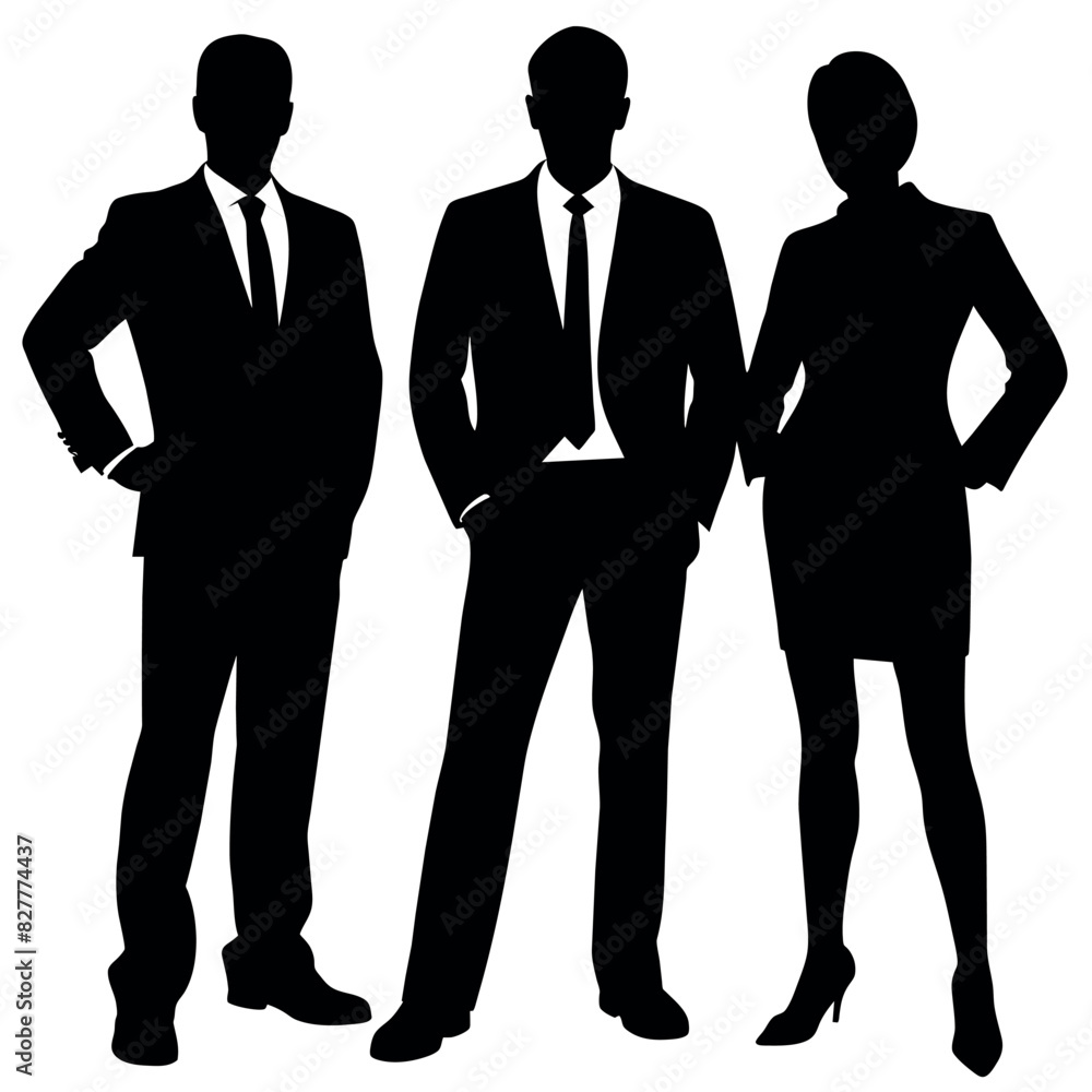 Business man standing with VIP pose vector silhouette Business man standing with VIP pose vector silhouette