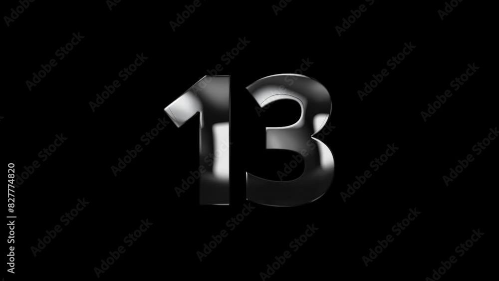 Number 13 with lightning, alpha channel, number thirteen Number 13 with lightning, alpha channel, number thirteen